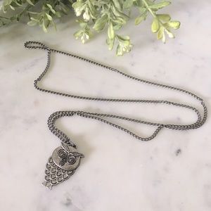Silver “Hedwig” owl necklace autumn fall Halloween night